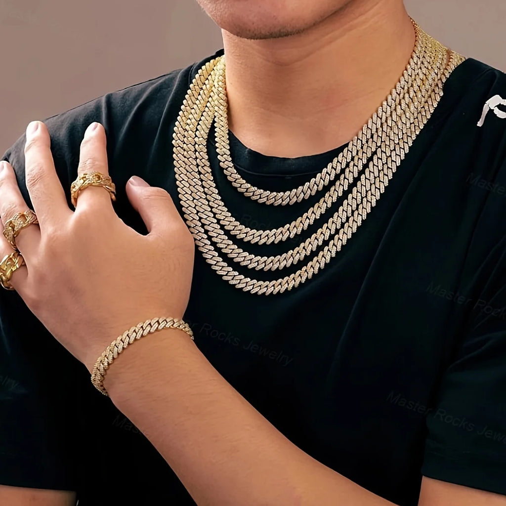Heavyweight Men'S Cuban Chain - Featuring Sparkling moissanite Cuban Links, Plated Heavyweight Rap Jewelry (15Mm), Street Gang S